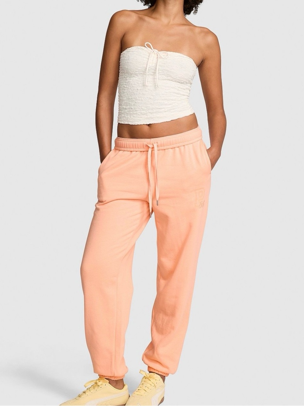 PINK Victoria's Secret Orange Campus Fleece Sweatpants